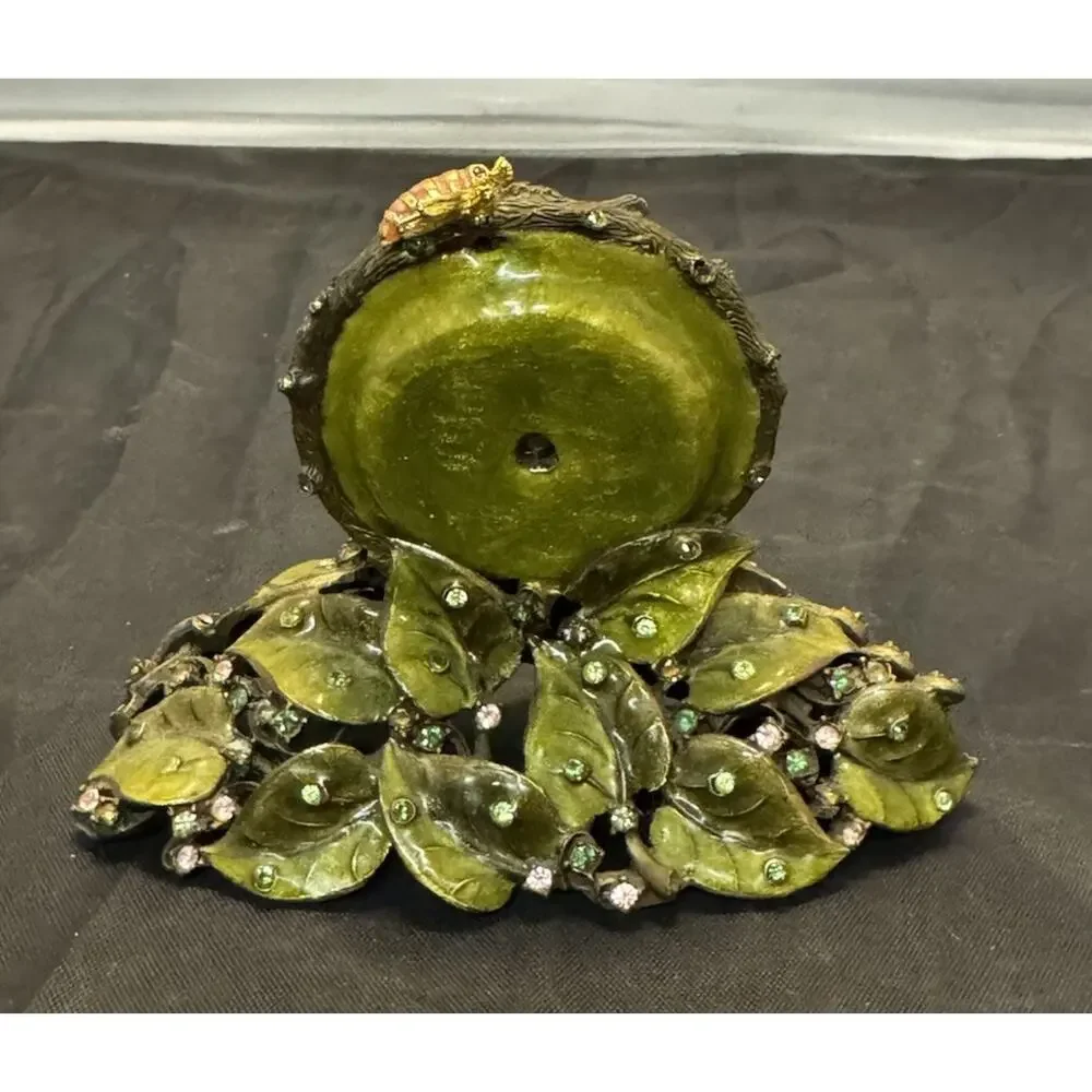 Jay Strongwater Mayfair Table Clock Flowers Bee Enamel & Swarovski Crystals